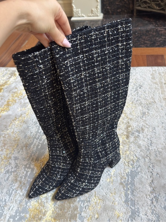 Jessica Simpson Shoes - Jessica Simpson Black Tweed Over-the-Knee Pointed Boots